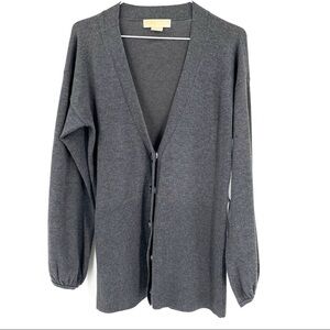 Michael Kors Gray VNeck Snap Button Cardigan